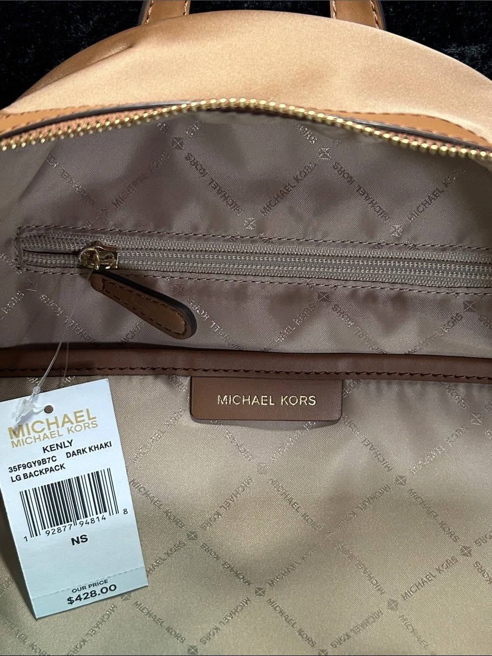 Michael Kors Kenly Dark Khaki Nylon LG Backpack